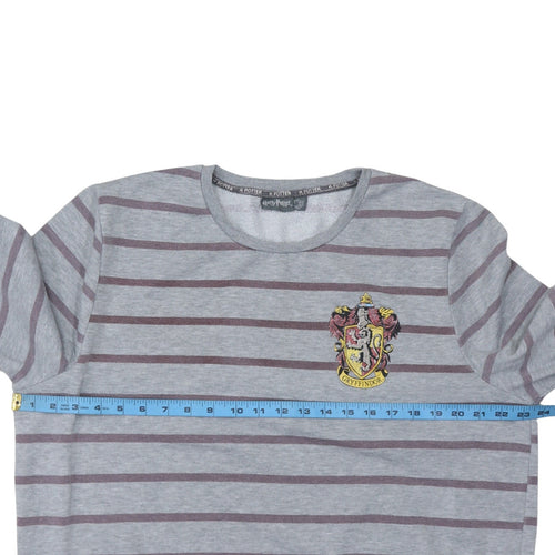 Harry Potter Women’s Grey Striped Gryffindor Pullover Sweatshirt XL
