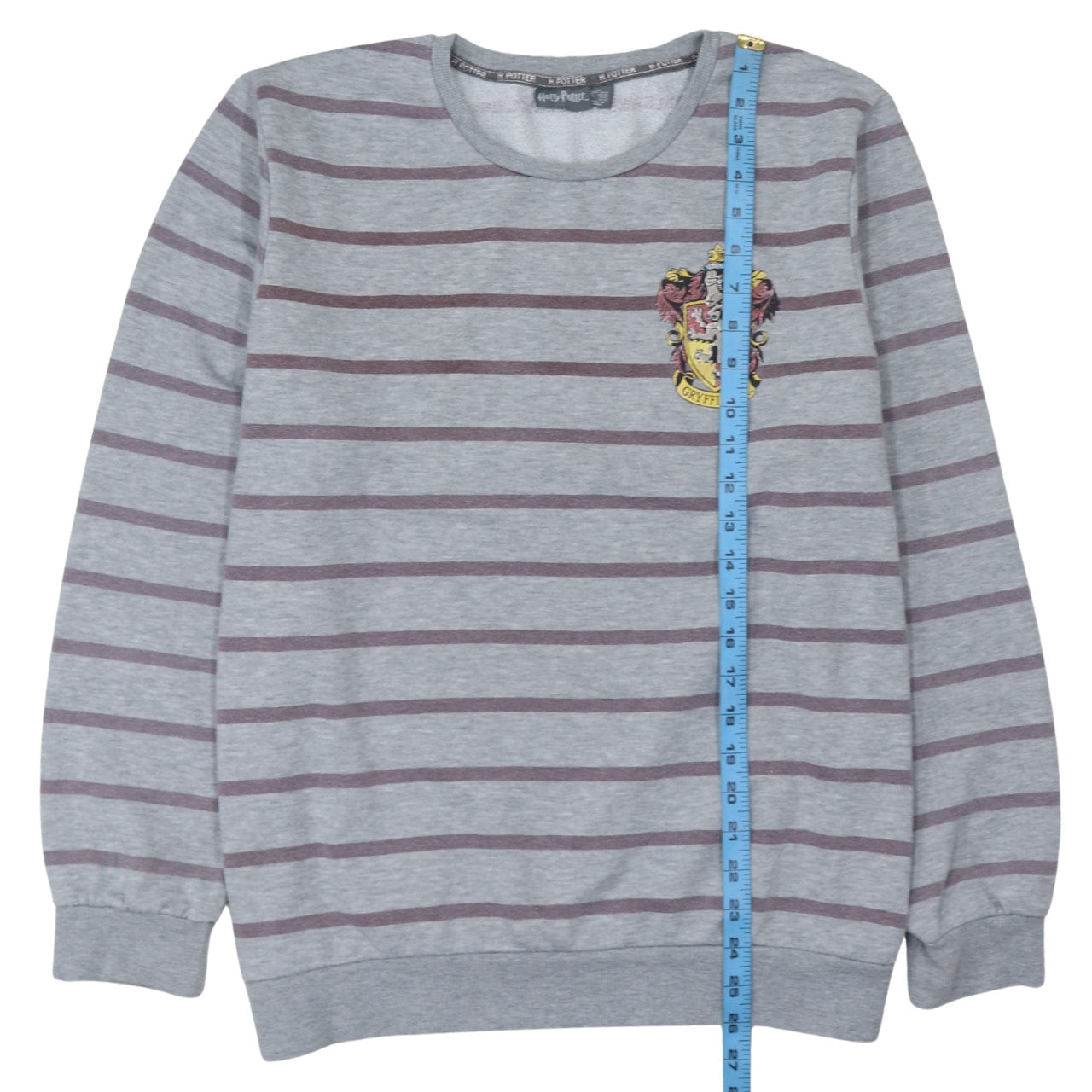 Harry Potter Women’s Grey Striped Gryffindor Pullover Sweatshirt XL