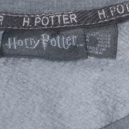 Harry Potter Women’s Grey Striped Gryffindor Pullover Sweatshirt XL