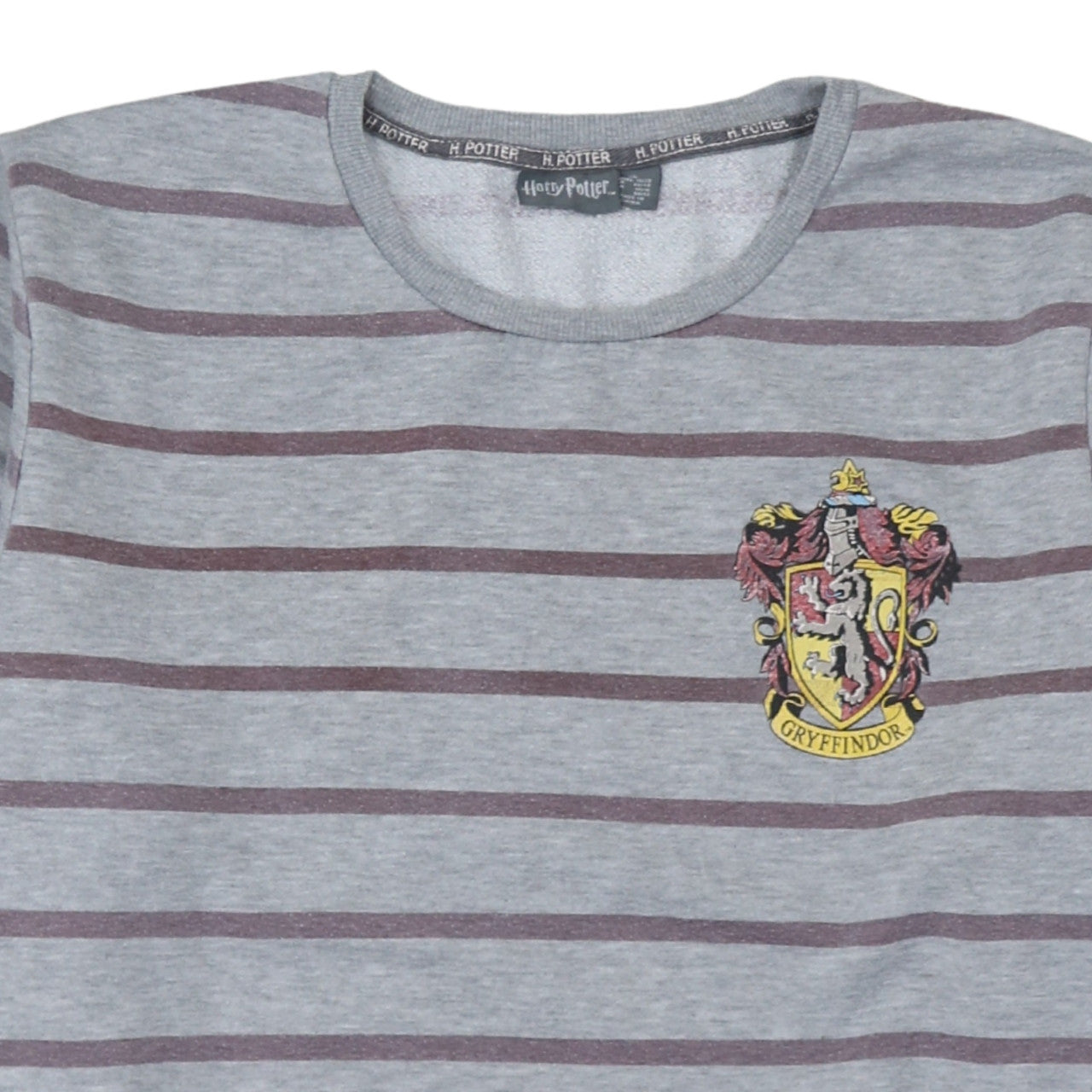 Harry Potter Women’s Grey Striped Gryffindor Pullover Sweatshirt XL