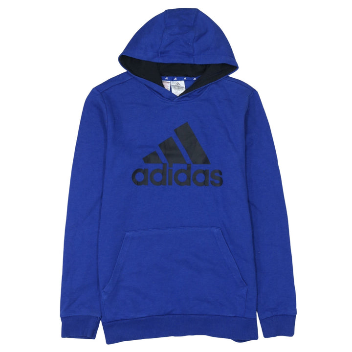 Adidas Boys Blue Pullover Hoodie XL 15-16 Years Cotton Blend Logo Print