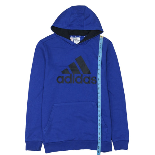 Adidas Boys Blue Pullover Hoodie XL 15-16 Years Cotton Blend Logo Print