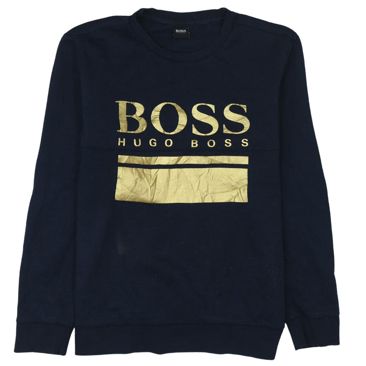 Hugo Boss Men's Blue Gold Logo Crew Neck Sweatshirt Size L
