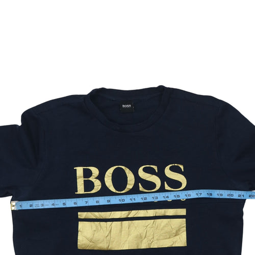 Hugo Boss Men's Blue Gold Logo Crew Neck Sweatshirt Size L