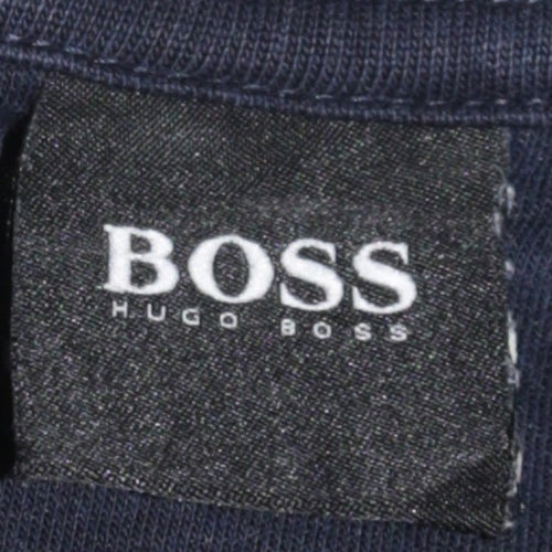 Hugo Boss Men's Blue Gold Logo Crew Neck Sweatshirt Size L