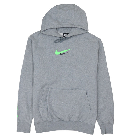 Nike Mens Grey Pullover Hoodie M Logo Fleece Sweatshirt