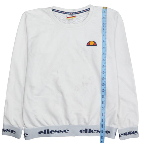 Ellesse Heritage Women's White Pullover Sweatshirt XS Logo Trim