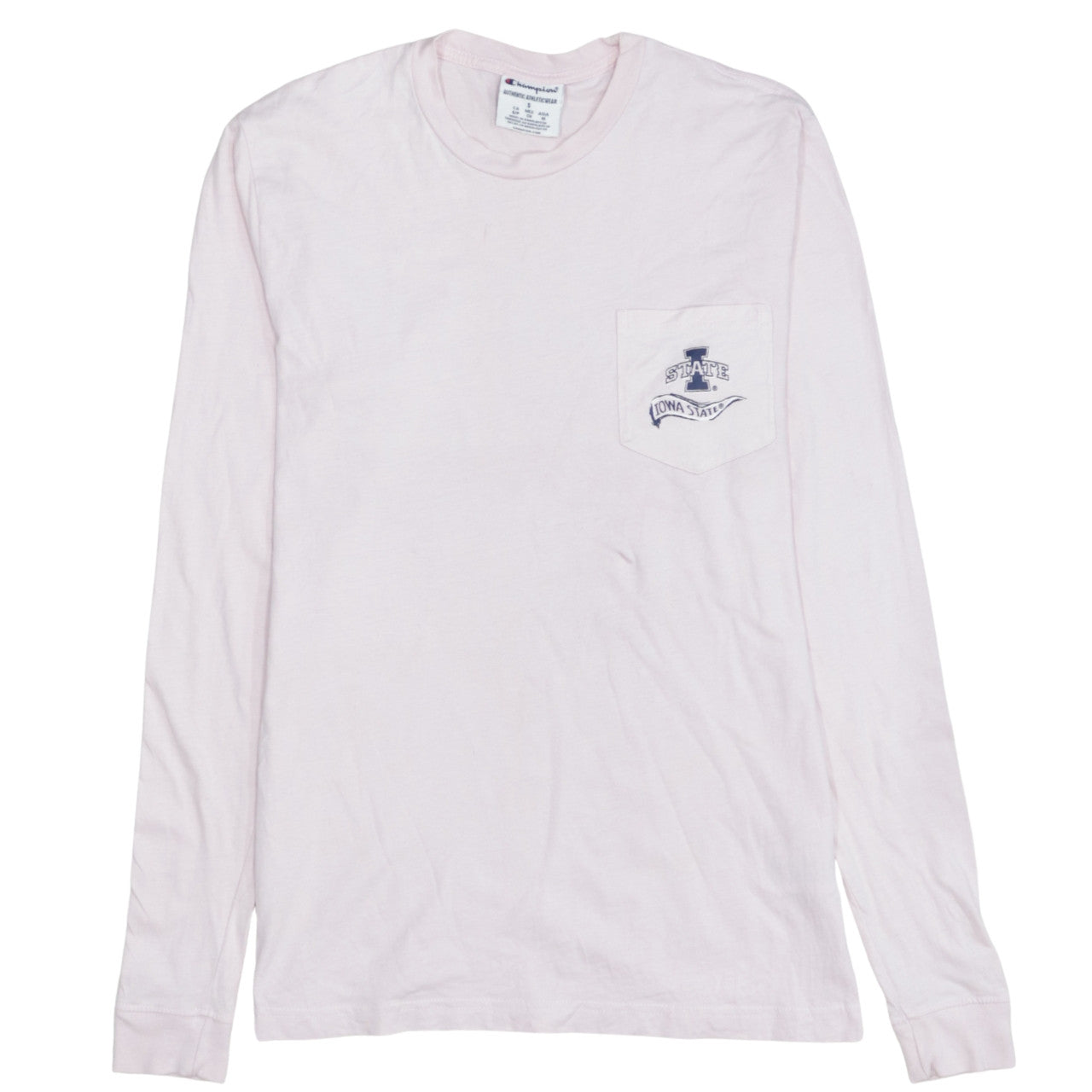 Champion Women's Pink Long Sleeve Crew Neck Cotton T-Shirt S