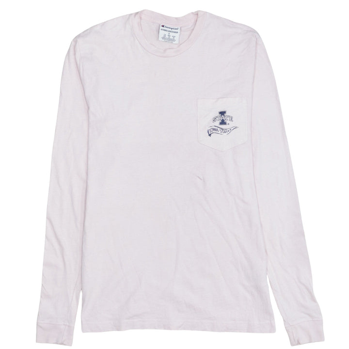 Champion Women's Pink Long Sleeve Crew Neck Cotton T-Shirt S