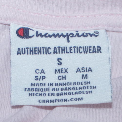 Champion Women's Pink Long Sleeve Crew Neck Cotton T-Shirt S