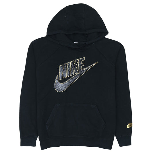 Nike Women's Black Gold Logo Pullover Hoodie Medium