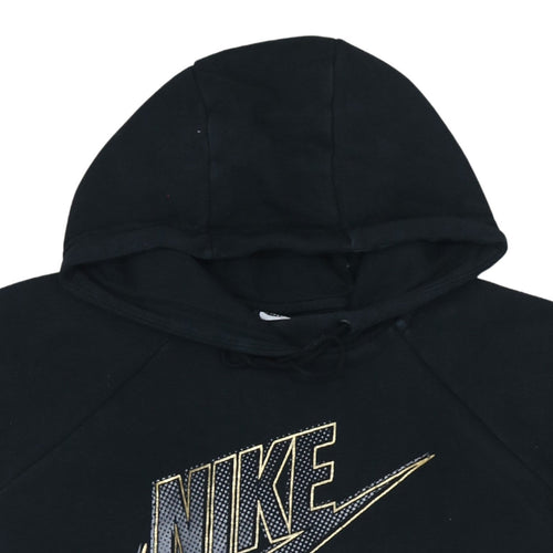 Nike Women's Black Gold Logo Pullover Hoodie Medium