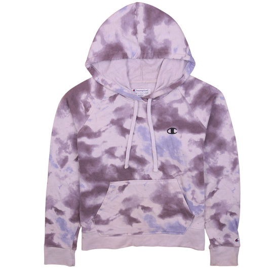 Champion Womens Purple Tie Dye Pullover Hoodie Medium