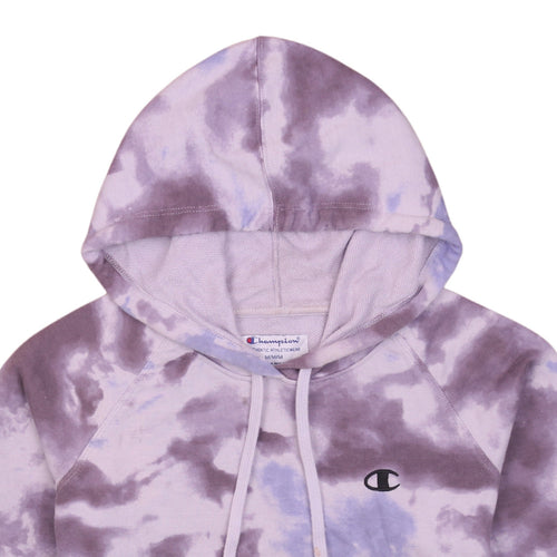 Champion Womens Purple Tie Dye Pullover Hoodie Medium