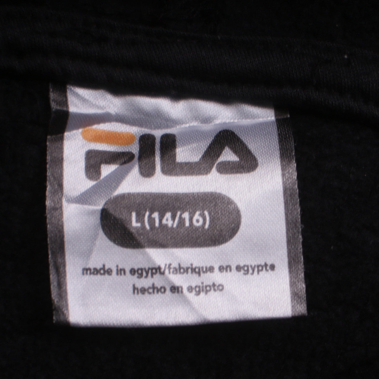 Fila Boys Black & Grey Pullover Hoodie L (14/16) Cotton Blend Casual
