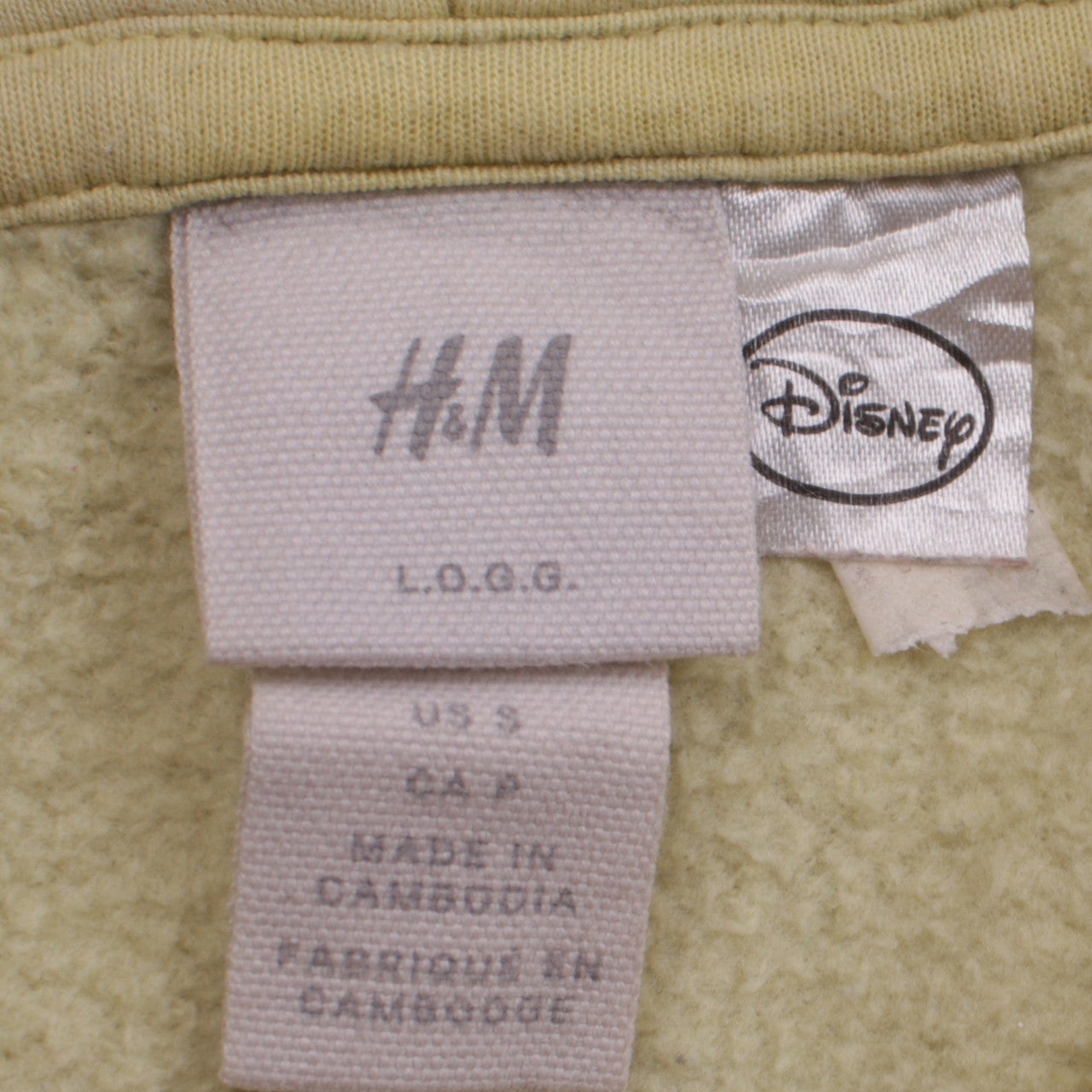 H&M Disney Women Beige Hoodie Small Pullover Mickey Graphic Lined