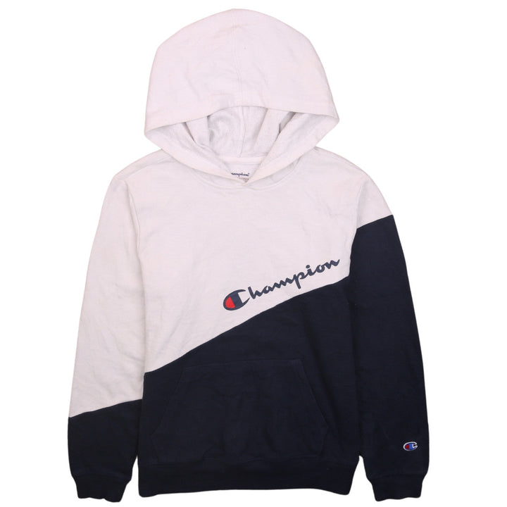 Champion Boys White & Blue Pullover Hoodie XL Colourblock Fleece Sweatshirt