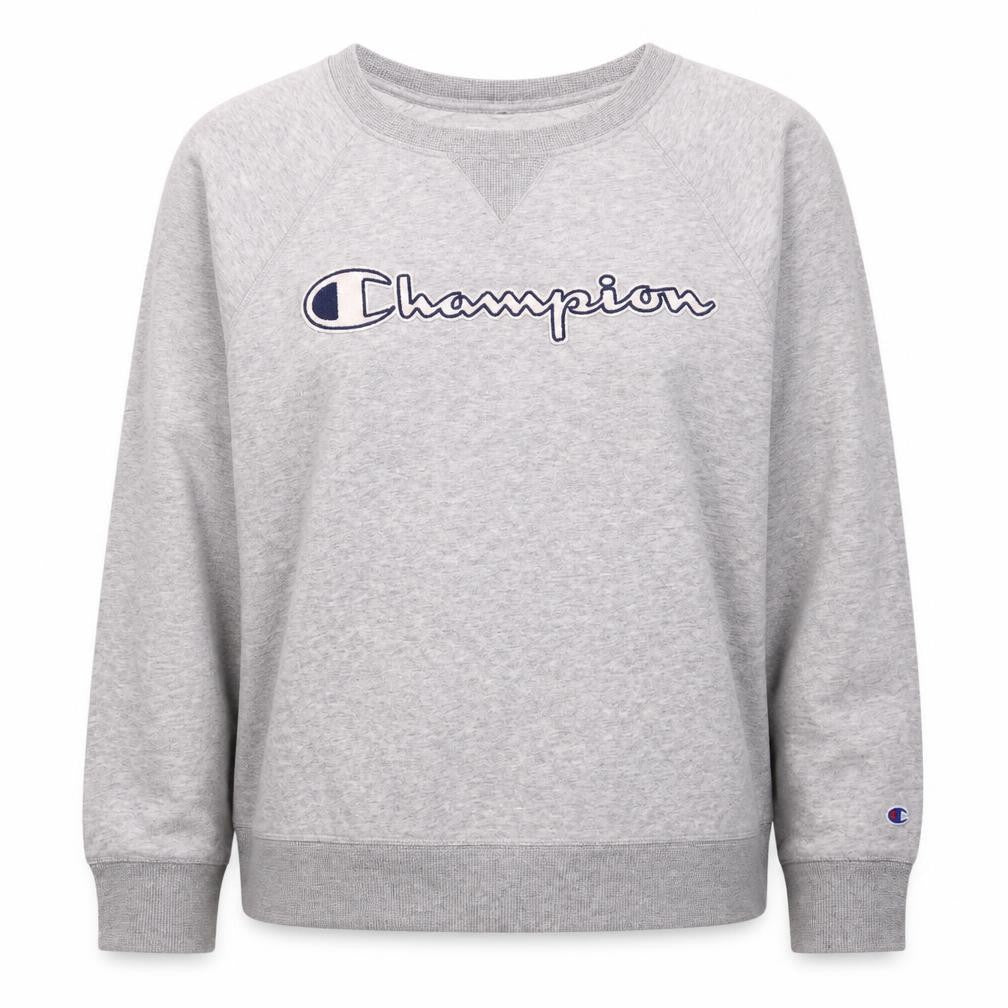 Front view of Champion Women's Grey 2XL Pullover Sweatshirt with Logo