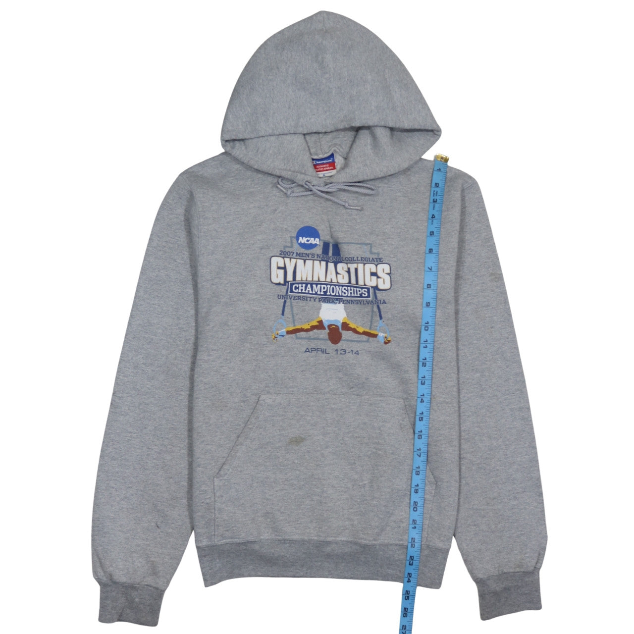 Champion Men's Grey Pullover Hoodie S Gymnastics Graphic Sportswear