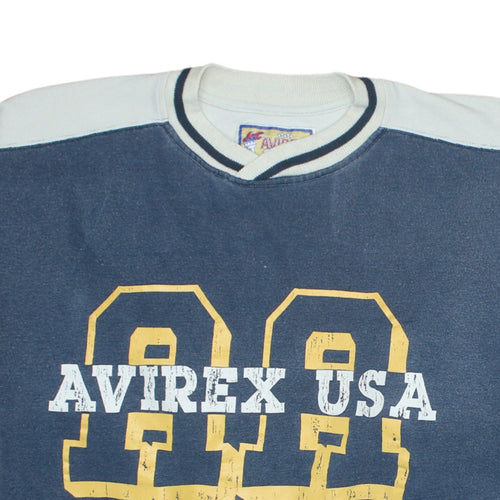 Avirex Mens Blue College Sports Pullover Sweatshirt M