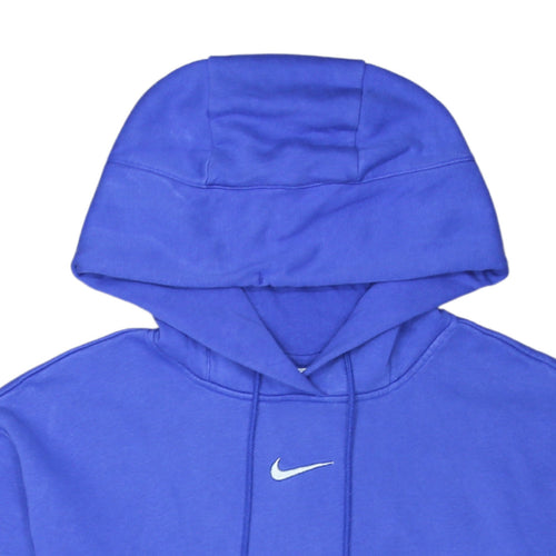 Nike Womens Blue XS Pullover Hoodie Cotton Blend Logo Sweatshirt