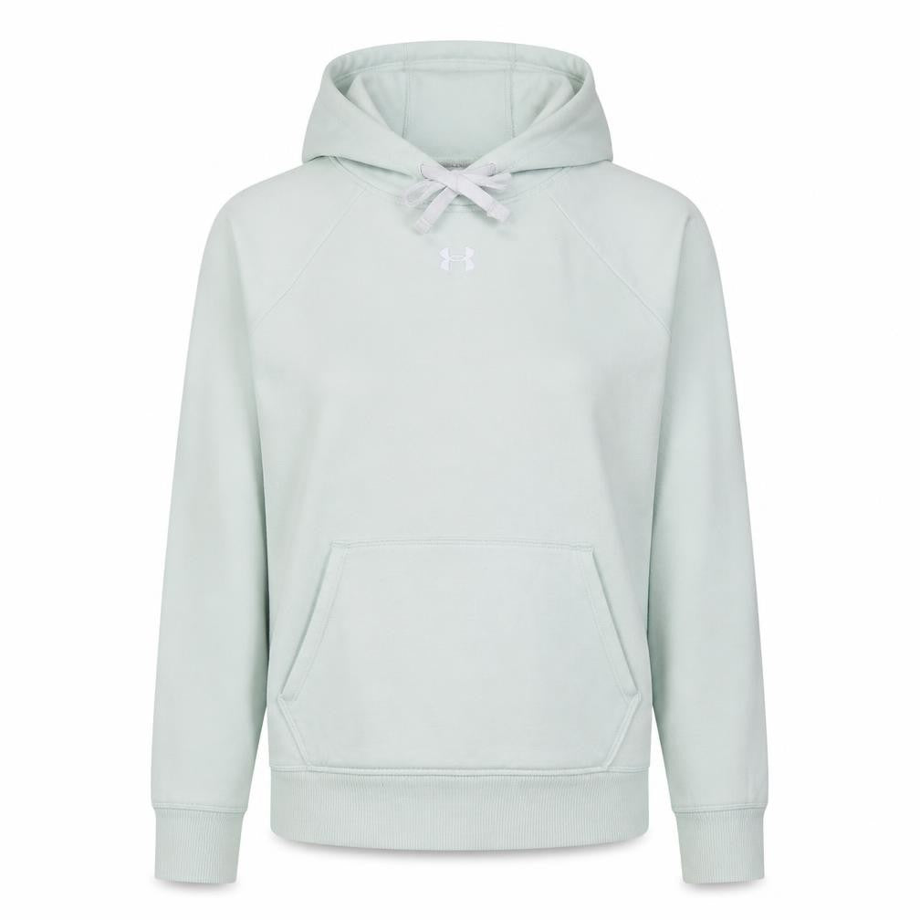 Front view of Under Armour Women's Mint Green Pullover Hoodie Medium Loose Fit