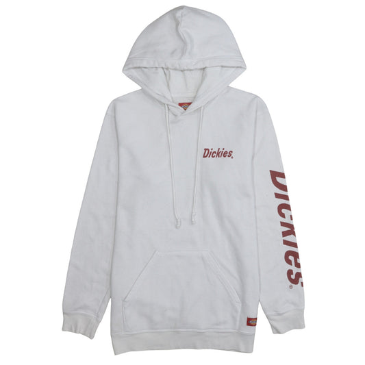 Dickies Mens White Pullover Hoodie L Logo Print Fleece Sweatshirt
