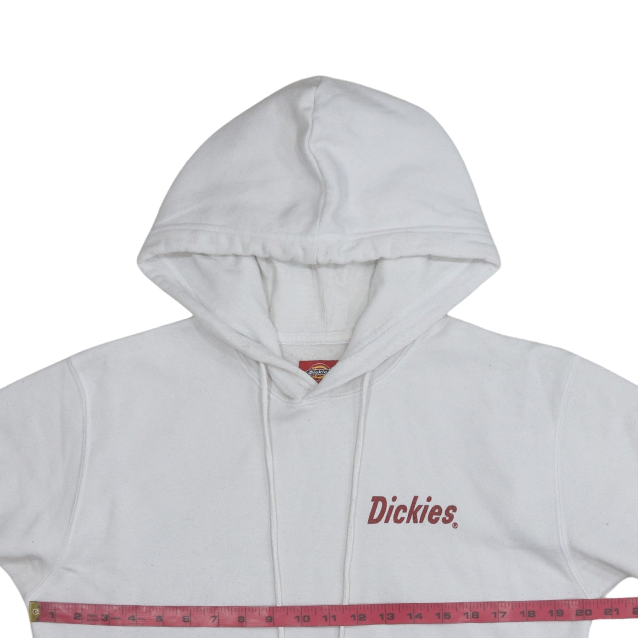 Dickies Mens White Pullover Hoodie L Logo Print Fleece Sweatshirt