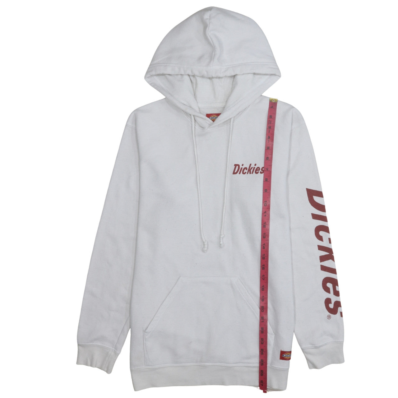 Dickies Mens White Pullover Hoodie L Logo Print Fleece Sweatshirt
