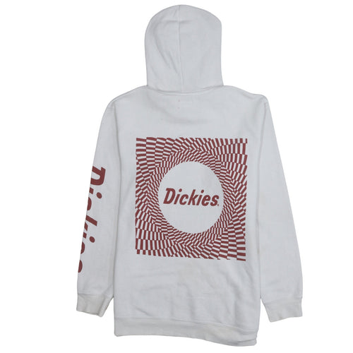 Dickies Mens White Pullover Hoodie L Logo Print Fleece Sweatshirt