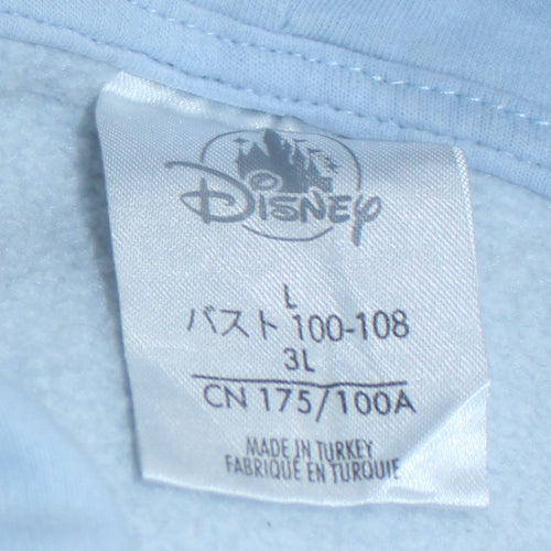 Disney Women Blue Hoodie Stitch Hawaii Print L Pullover