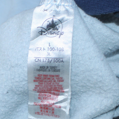 Disney Women Blue Hoodie Stitch Hawaii Print L Pullover