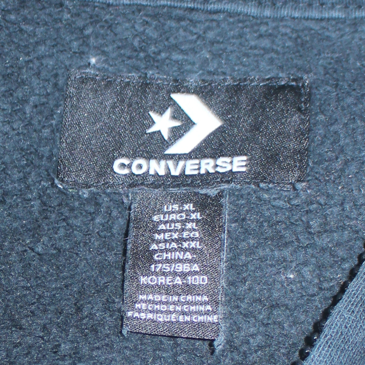 Converse Women's Black XL Full Zip Hoodie Cotton Blend