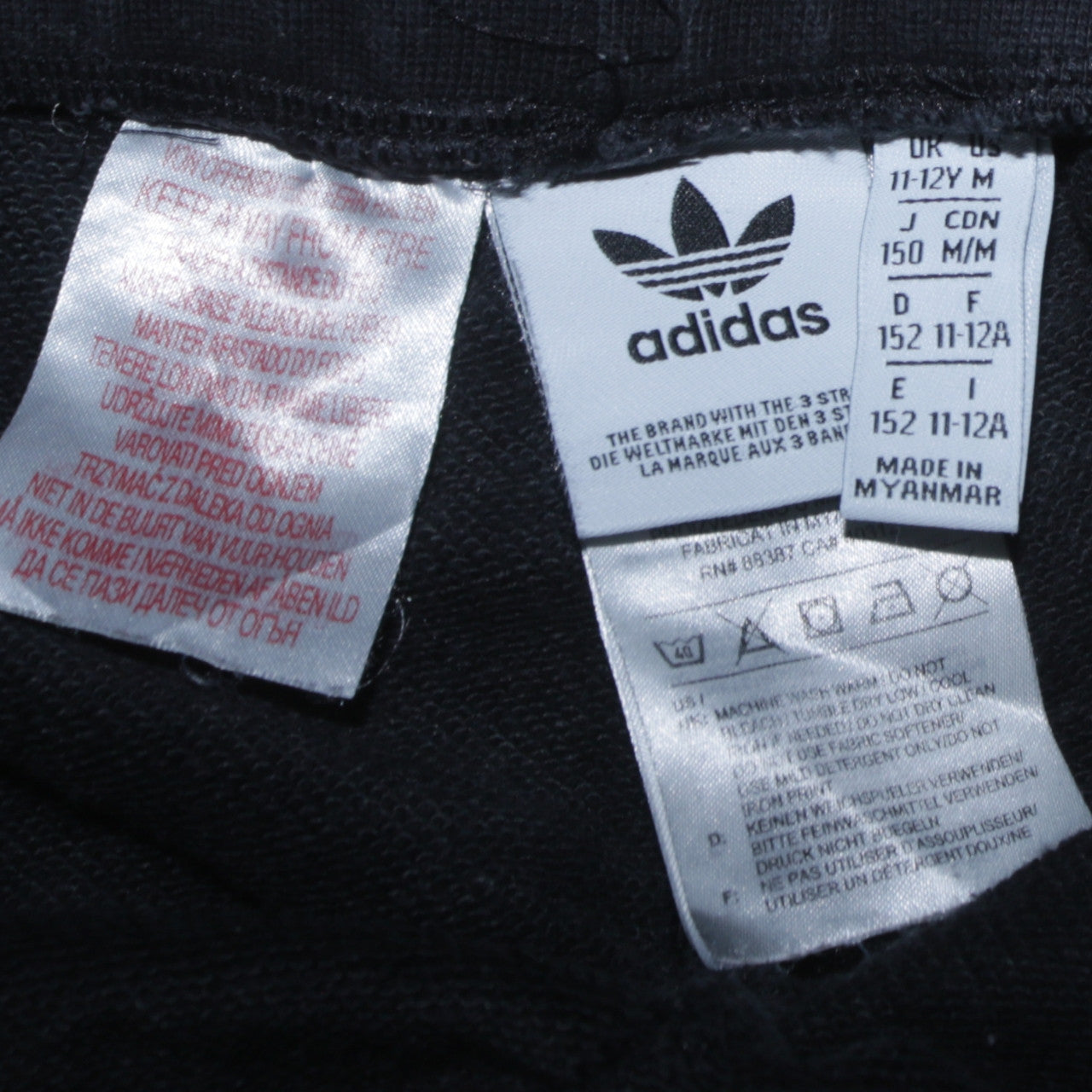 Adidas Girls Black Jogger Sweatpants 11-12 Years Elastic Waist Striped