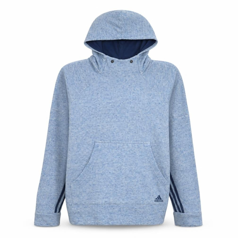 Front view of Adidas Women Blue XL Pullover Hoodie with Kangaroo Pocket