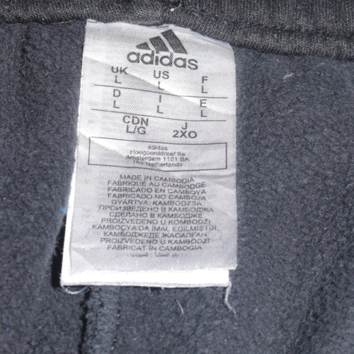 Adidas Men Black L Sweatpants Joggers with Logo & Stripes