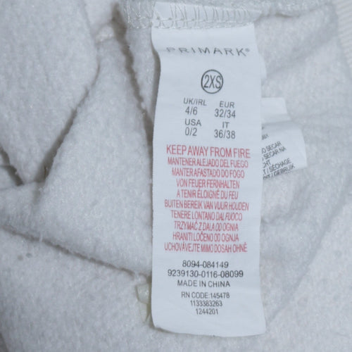 Disney Primark Women White Hoodie 2XS Mickey Mouse Pullover Sweatshirt