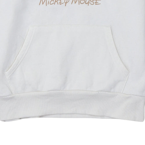 Disney Primark Women White Hoodie 2XS Mickey Mouse Pullover Sweatshirt
