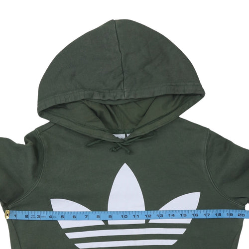 Adidas Womens Green Hooded Pullover Hoodie Size 10 Small Logo Print