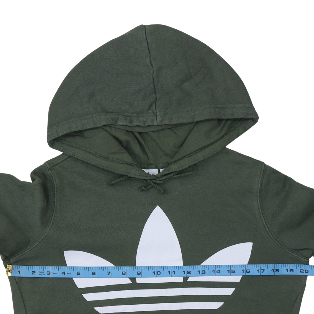 Adidas Womens Green Hooded Pullover Hoodie Size 10 Small Logo Print