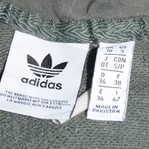 Adidas Womens Green Hooded Pullover Hoodie Size 10 Small Logo Print