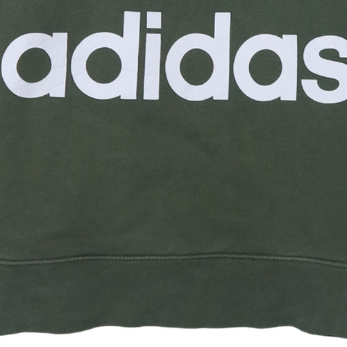 Adidas Womens Green Hooded Pullover Hoodie Size 10 Small Logo Print