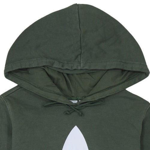 Adidas Womens Green Hooded Pullover Hoodie Size 10 Small Logo Print
