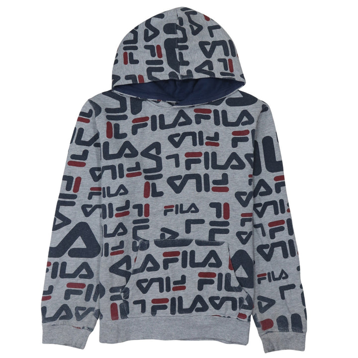 Fila Boys Grey Logo Print Pullover Hoodie XXL (18/20) Cotton Blend