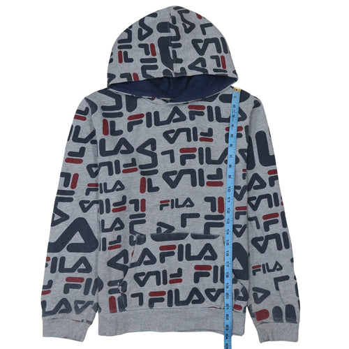 Fila Boys Grey Logo Print Pullover Hoodie XXL (18/20) Cotton Blend