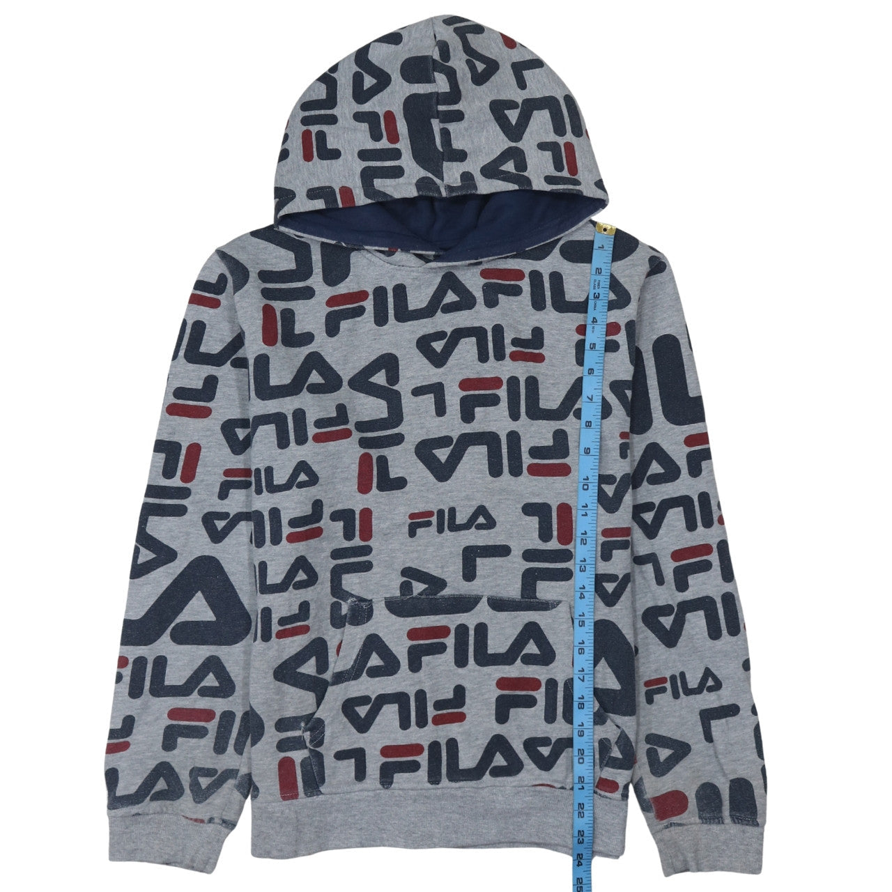 Fila Boys Grey Logo Print Pullover Hoodie XXL (18/20) Cotton Blend