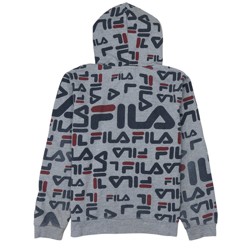Fila Boys Grey Logo Print Pullover Hoodie XXL (18/20) Cotton Blend