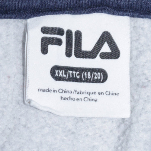 Fila Boys Grey Logo Print Pullover Hoodie XXL (18/20) Cotton Blend