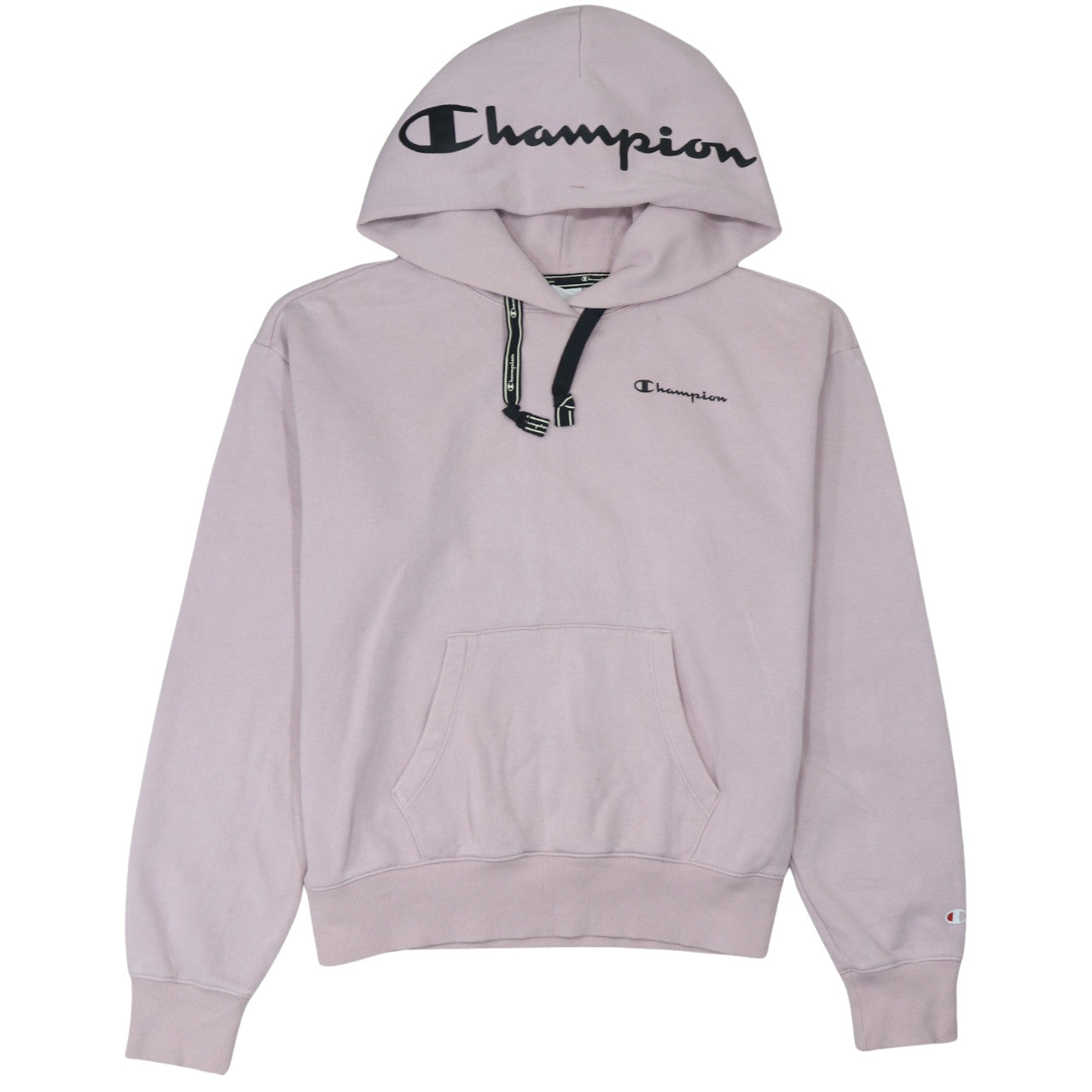 Champion Girls Pink Logo Pullover Hoodie Size L Fleece Cotton Blend
