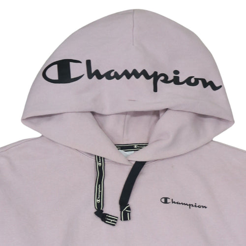 Champion Girls Pink Logo Pullover Hoodie Size L Fleece Cotton Blend